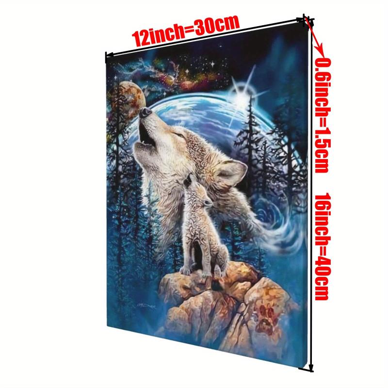 Framed Wolf Canvas Wall Art Animal Painting for Home Decor