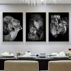 3pcs Lion Family Print Canvas Wall Art Modern Painting