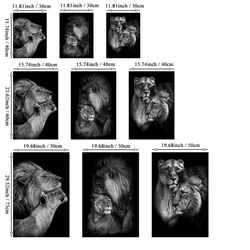 3pcs Lion Family Print Canvas Wall Art Modern Painting