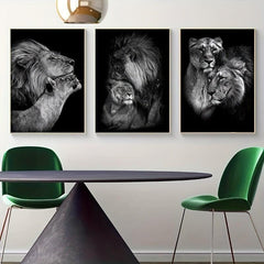3pcs Lion Family Print Canvas Wall Art Modern Painting