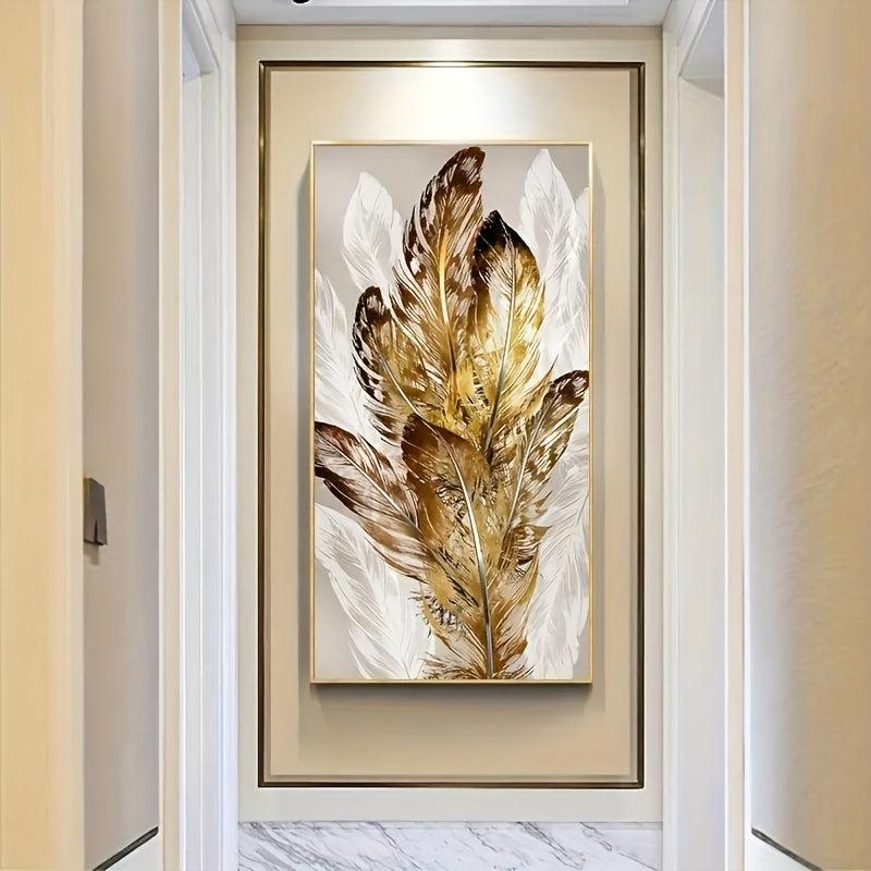 Modern Art Golden Feather Poster for Bedroom Wall Decor