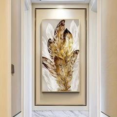 Modern Art Golden Feather Poster for Bedroom Wall Decor