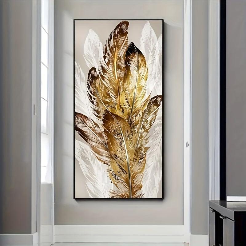 Modern Art Golden Feather Poster for Bedroom Wall Decor