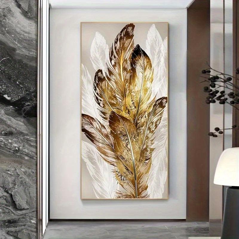 Modern Art Golden Feather Poster for Bedroom Wall Decor