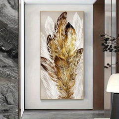Modern Art Golden Feather Poster for Bedroom Wall Decor