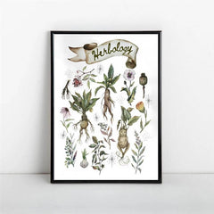 Canvas Poster Herbology Medicinal Plant Chart Watercolor Wall Art