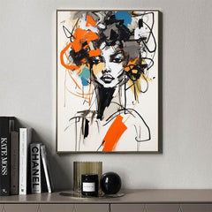 Minimalist Woman Abstract Graffiti Poster Canvas Painting Wall Decor Art