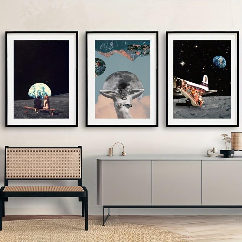 Vintage Surrealism Art Moon Print Travel To The Moon Poster