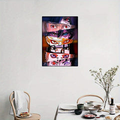 Colorful Anime Eyes Canvas Painting Abstract Style Poster