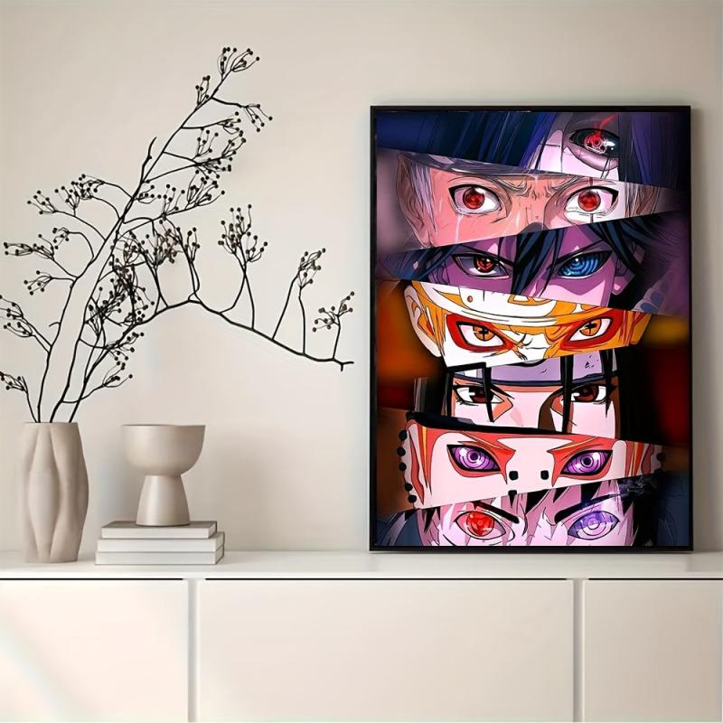 Colorful Anime Eyes Canvas Painting Abstract Style Poster