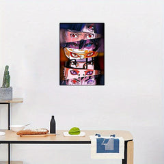 Colorful Anime Eyes Canvas Painting Abstract Style Poster