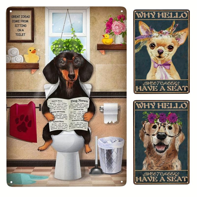Vintage Hello Sweet Cheeks Have A Seat Dog Tin Sign 7.9x11.9 Inch