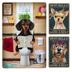 Vintage Hello Sweet Cheeks Have A Seat Dog Tin Sign 7.9x11.9 Inch