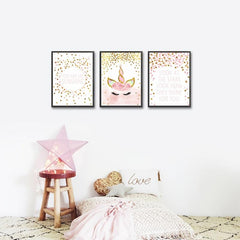 Set of 3 Unicorn Posters for Nursery and Baby Girl Bedroom Decor