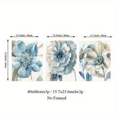 3pcs Retro Flowers Wall Poster Art Canvas