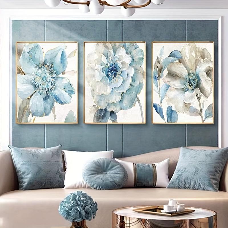 3pcs Retro Flowers Wall Poster Art Canvas