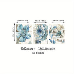 3pcs Retro Flowers Wall Poster Art Canvas