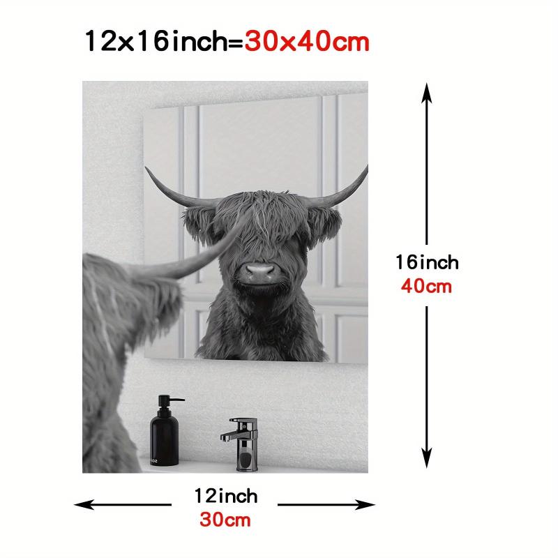 Highland Cow Bathroom Decor Canvas Poster