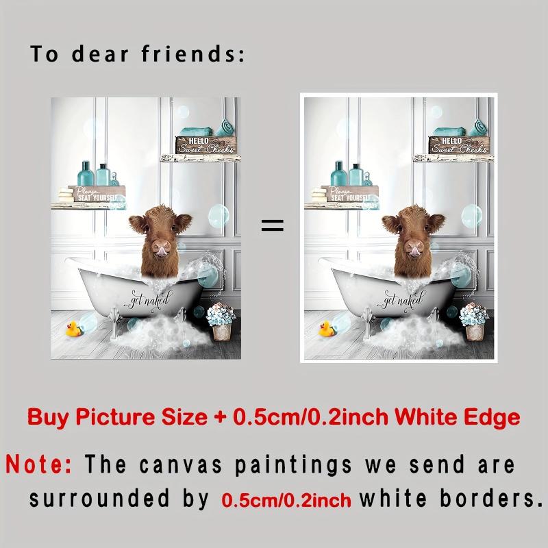 Highland Cow Bathroom Decor Canvas Poster