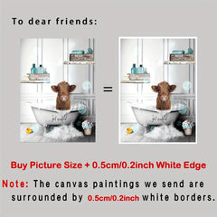 Highland Cow Bathroom Decor Canvas Poster