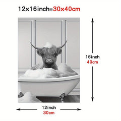 Highland Cow Bathroom Decor Canvas Poster