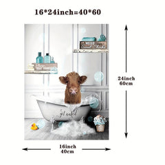 Highland Cow Bathroom Decor Canvas Poster