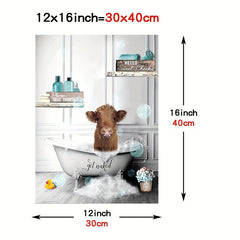 Highland Cow Bathroom Decor Canvas Poster