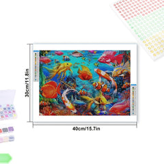 Cartoon Fish DIY Diamond Painting Kit 5D Animal Marine Life Rhinestone Set