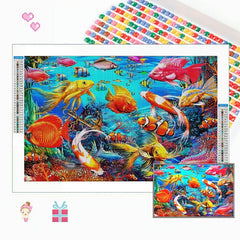 Cartoon Fish DIY Diamond Painting Kit 5D Animal Marine Life Rhinestone Set