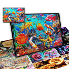 Cartoon Fish DIY Diamond Painting Kit 5D Animal Marine Life Rhinestone Set