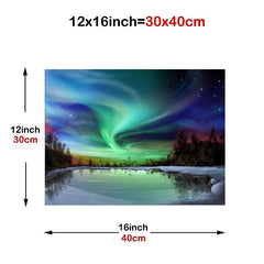 Northern Lights Painting on Canvas Wall Art Snow Tree Forest Landscape Painting