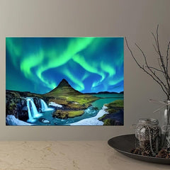 Northern Lights Painting on Canvas Wall Art Snow Tree Forest Landscape Painting