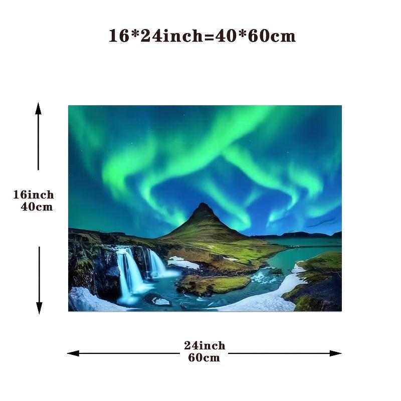 Northern Lights Painting on Canvas Wall Art Snow Tree Forest Landscape Painting