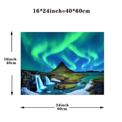 Northern Lights Painting on Canvas Wall Art Snow Tree Forest Landscape Painting