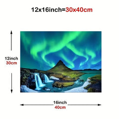 Northern Lights Painting on Canvas Wall Art Snow Tree Forest Landscape Painting