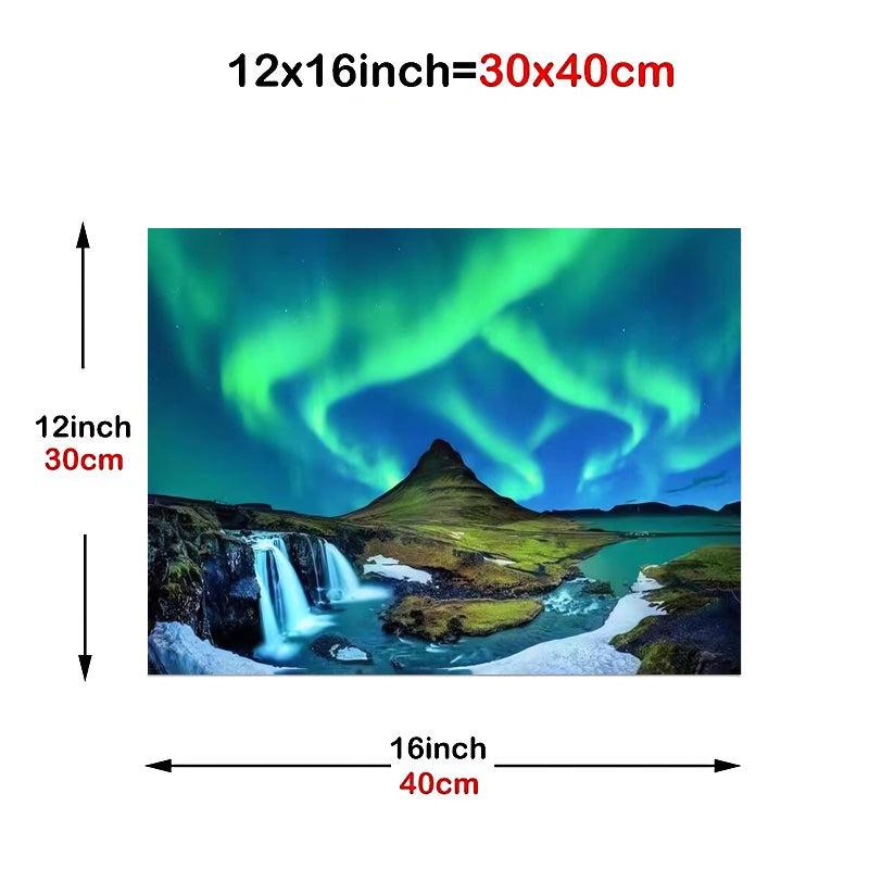 Northern Lights Painting on Canvas Wall Art Snow Tree Forest Landscape Painting