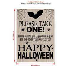 Vintage Halloween Porch Sign Trick Or Treat Wall Art