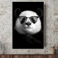 Panda Wearing Glasses Canvas Painting Wall Art