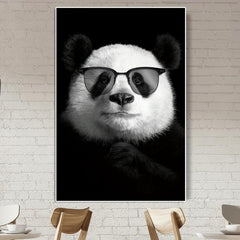 Panda Wearing Glasses Canvas Painting Wall Art