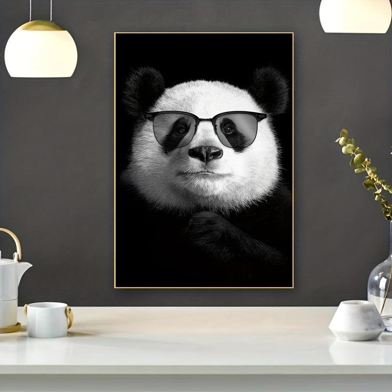 Panda Wearing Glasses Canvas Painting Wall Art