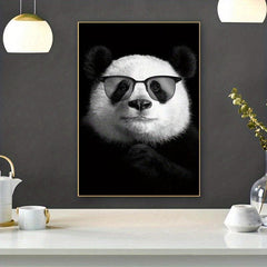 Panda Wearing Glasses Canvas Painting Wall Art