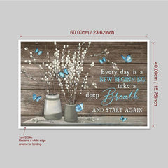 Rustic Flower & Butterfly Canvas Wall Art for Home Decor
