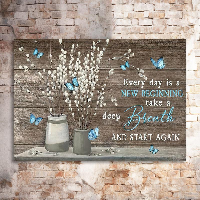 Rustic Flower & Butterfly Canvas Wall Art for Home Decor