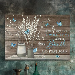 Rustic Flower & Butterfly Canvas Wall Art for Home Decor