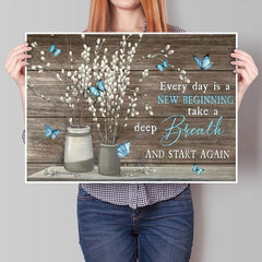 Rustic Flower & Butterfly Canvas Wall Art for Home Decor