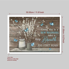 Rustic Flower & Butterfly Canvas Wall Art for Home Decor