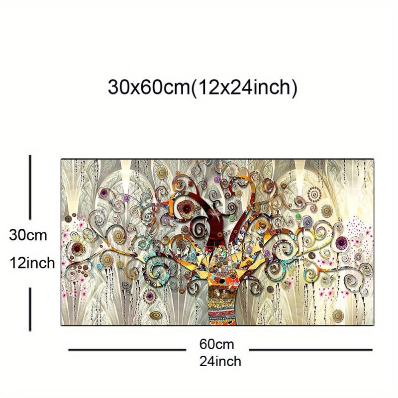 Modern Light & Golden Fortune Tree Canvas Art Print Poster