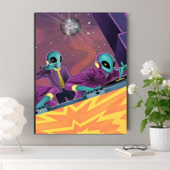 Alien DJ Live Art Poster Wall Decoration Canvas Printing