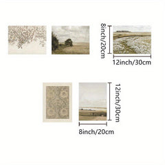 5pcs Spring Landscape Art Canvas Print Posters Green Neutral Tone Wall Art