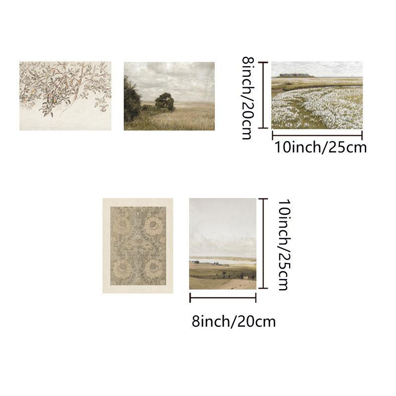 5pcs Spring Landscape Art Canvas Print Posters Green Neutral Tone Wall Art
